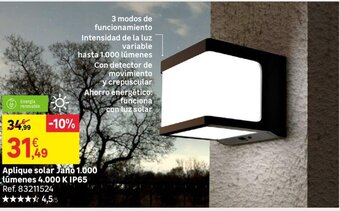 Leroy Merlin Aplique Solar Jano 1.000 Túmenes 4.000 K IP65 oferta