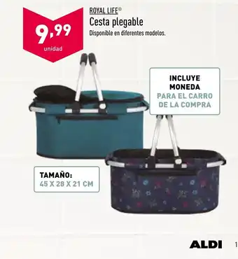 ALDI Royal Life Cesta plegable 45x28x 21 cm oferta