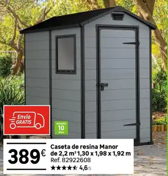 Leroy Merlin Caseta De Resina Manor De 2,2 m 1,30 x 1,98 x 1,92 m oferta