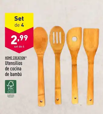 ALDI Home Creation Utensilios de cocina de bambú Set de 4 oferta