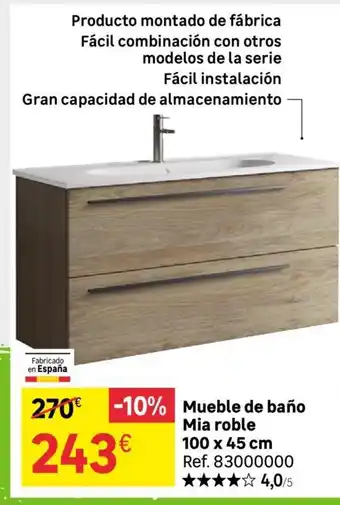 Leroy Merlin Mueble De Bano Mia Roble 100 x 45 cm oferta