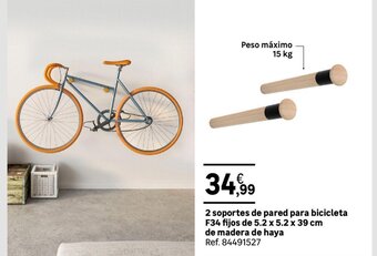 Leroy Merlin 2 Soportes De pared Para Bicicleta F34 Fijos De 5.2 x 5.2 x 39 cm De Madera De Haya oferta
