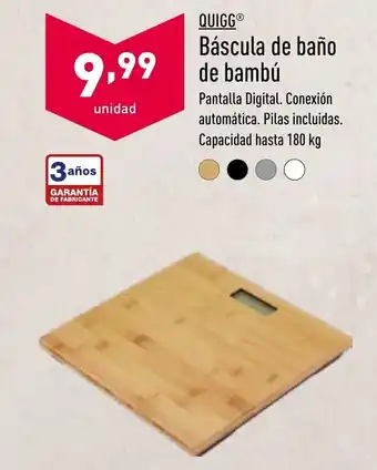 ALDI Quigg Báscula de baño de bambú 180kg oferta