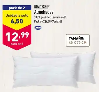 ALDI Novitesse Almohadas Pack de 2 40 x 70 cm oferta