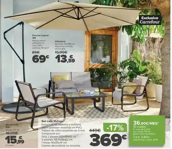 Carrefour Parasol lateral 3m alfombra set café málaga oferta