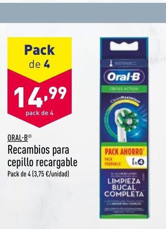 ALDI Oral-B Recambios para cepillo recargable Pack de 4 oferta