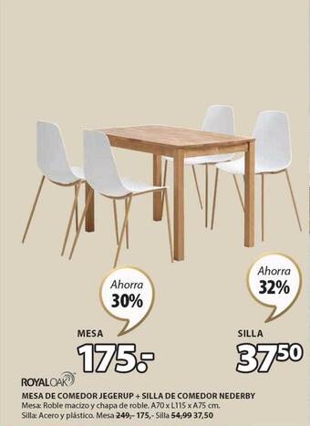 JYSK Mesa de comedor jegerup + silla de comedor nederby oferta