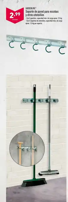 ALDI Gardenline Soporte de pared para escobas y otros utensilios oferta