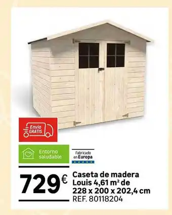 Leroy Merlin Caseta de madera louis 4,61 m de 228 x 200 x 202,4 cm oferta
