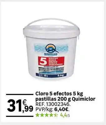 Leroy Merlin Cloro 5 efectos 5 kg pastillas 200 g quimiclor oferta