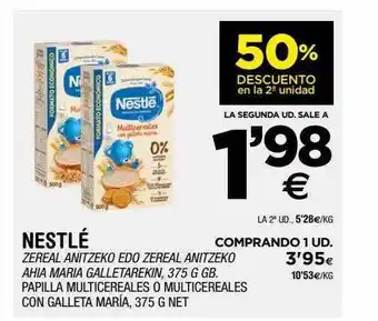 BM Supermercados 50% descuento en la 2a unidad nestlé papilla multicereales o multicereales con galleta maria oferta