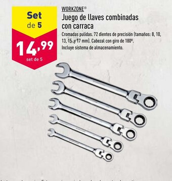 ALDI Workzone Juego de llaves combinados con carraca oferta