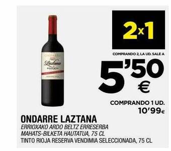 BM Supermercados Ondarre laztana tinto rioja reserva vendimia seleccionada oferta