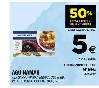 BM Supermercados 50% descuento en la 2a unidad aguinamar pata de pulpo cocida oferta