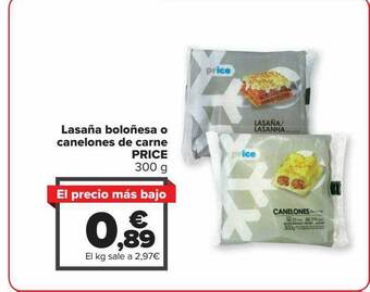 Carrefour Lasaña boloñesa o canelones de carne price oferta