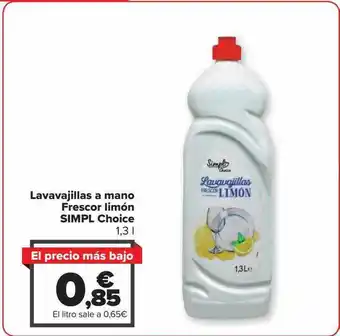 Carrefour Lavavajillas a mano frescor limón simpl choice oferta