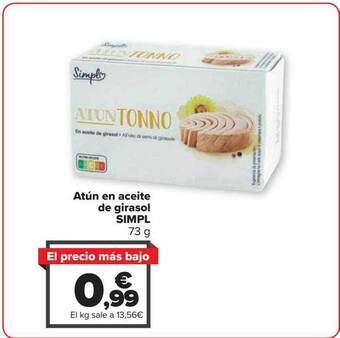 Carrefour Atún en aceite de girasol simpl oferta