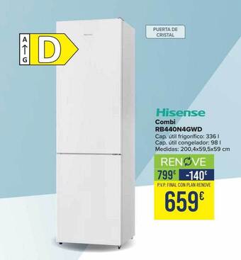 Carrefour Hisense combi rb440n4gwd oferta