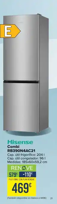 Carrefour Hisense combi rb390n4ac21 oferta