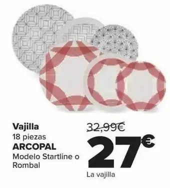 Carrefour Vajilla 18 piezas arcopal modelo startline o rombal oferta