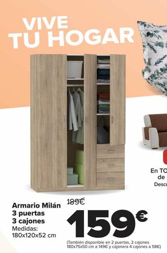 Carrefour Armario milán 3 puertas 3 cajones oferta