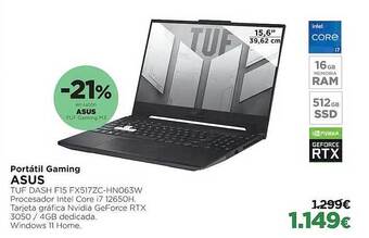 El Corte Inglés Portátil gaming asus oferta