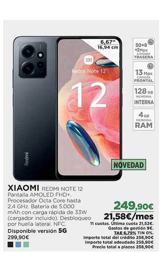 El Corte Inglés Xiaomi redmi note 12 oferta