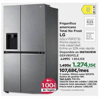 El Corte Inglés Frigorifico americano total no frost lg oferta