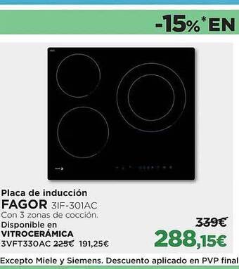 El Corte Inglés Placa de inducción fagor oferta