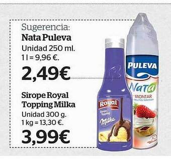 Nata puleva sirope royal topping milka