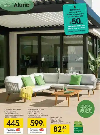 Eroski Sofá 2 plazas sofá 3 plazas mesa café oferta