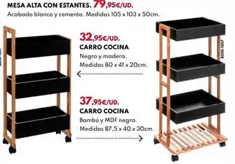 BricoCentro Mesa alta con estantes, carro cocina, carro cocina oferta
