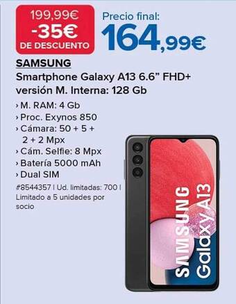 Costco Samsung smartphone galaxy a13 6.6 oferta
