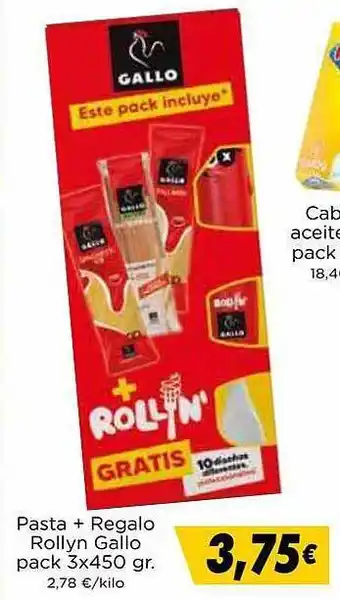 Supermercados Piedra Pasta + regalo rollyn gallo pack 3 oferta