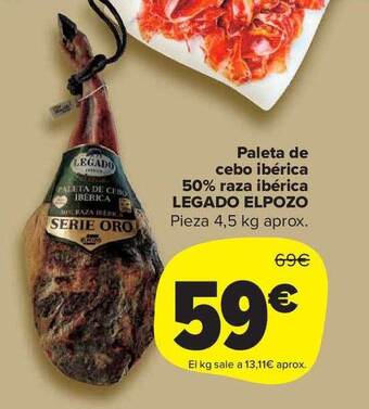 Carrefour Market Paleta de cebo ibérica 50% raza ibérica legado elpozo oferta