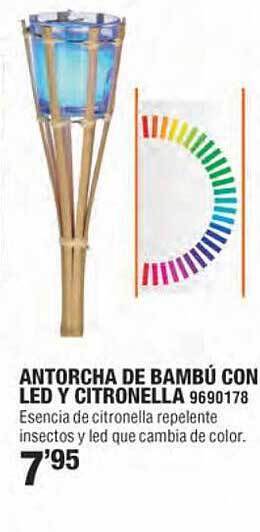 Optimus Antorcha de bambú con led y citronella oferta