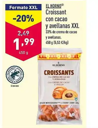 ALDI El horno croissant con cacao y avellanas xxl oferta