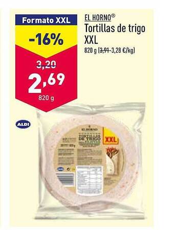 ALDI El horno tortillas de trigo xxl oferta