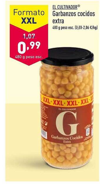 ALDI El cultivador garbanzos cocidos extra oferta