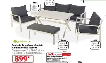 Alcampo Gardenstar conjunto de jardín en aluminio 5 piezas modelo toscana oferta