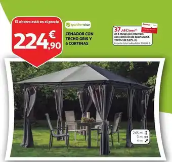 Alcampo Cenador con techo gris y 6 cortinas oferta