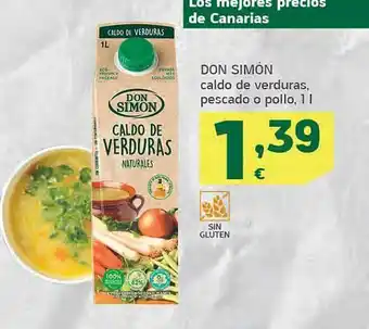 HiperDino Don simón caldo de verduras pescado o pollo oferta