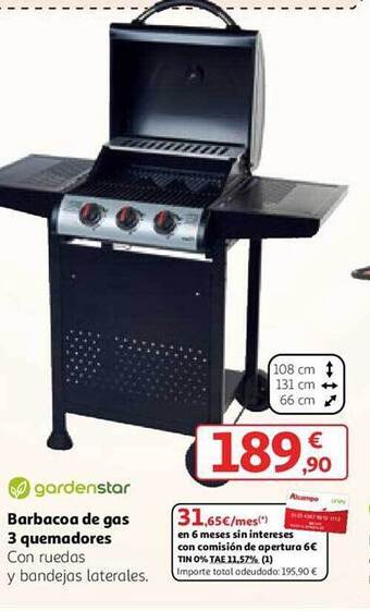 Alcampo Gardenstar barbacoa de gas 3 quemadores oferta