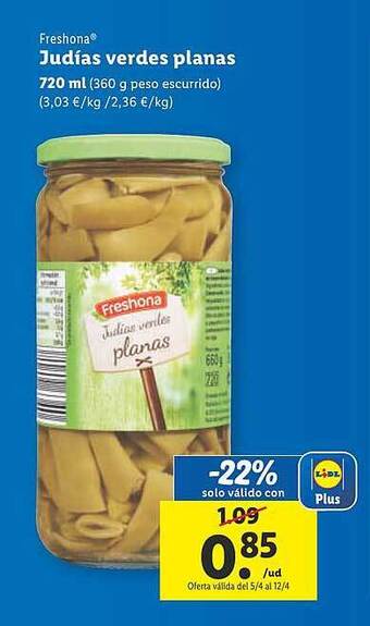 Lidl Freshona judías verdes planas oferta