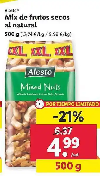 Lidl Alesto mix de frutos secos al natural oferta
