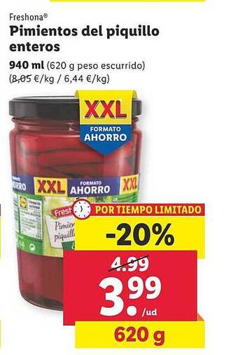 Lidl Freshona pimientos del piquillo enteros oferta