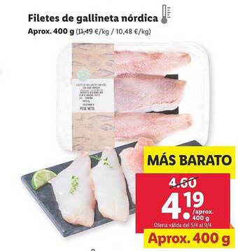 Lidl Filetes de gallineta nórdica oferta