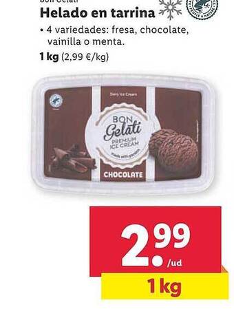 Lidl Bon gelati helado en tarrina oferta
