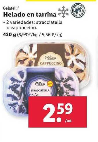 Lidl Gelatelli helado en tarrina oferta