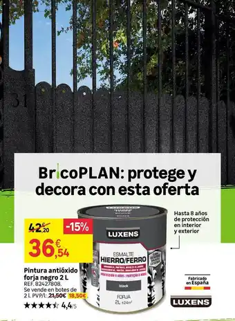 Leroy Merlin Pintura antióxido forja negro 2l luxens oferta